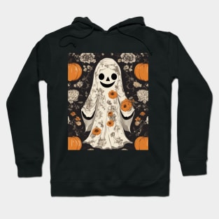 Halloween Costume Vintage Floral Ghost Pumpkin Funny Graphic Hoodie